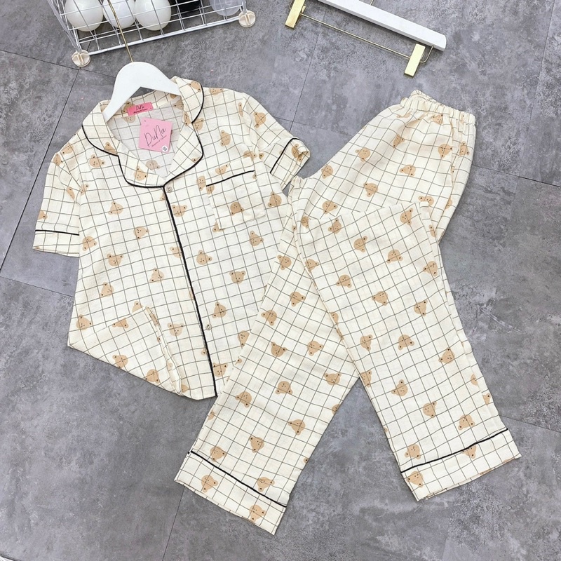 Bộ pijama hoạ tiết chất đũi xốp mặc nhà siêu hot đồ ngủ nữ xinh