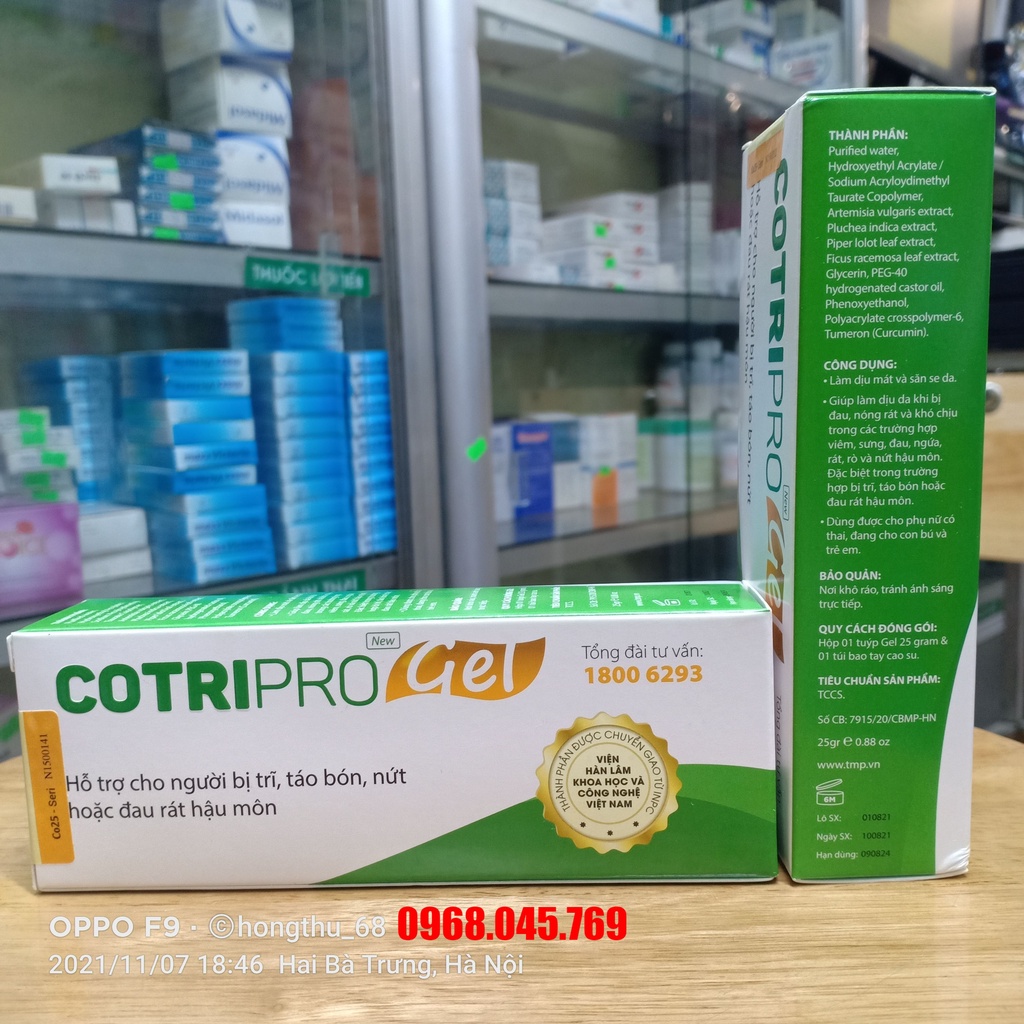 Cotripro Gel tuýp 25g - Giúp chấm dứt đau đớn, nóng rát, sưng viêm ở vùng hậu môn sau 3-5 ngày sử dụng