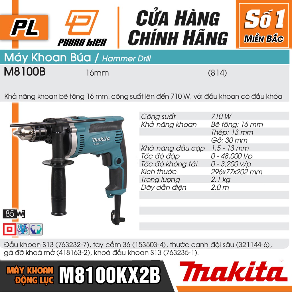 Máy Khoan Động Lực Makita M8100KX2B  - Hàng Chính Hãng