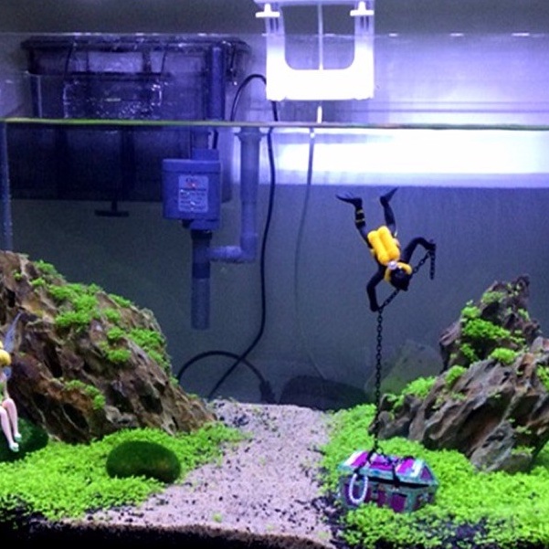 Thợ lặn tìm kho báu trang trí hồ cá