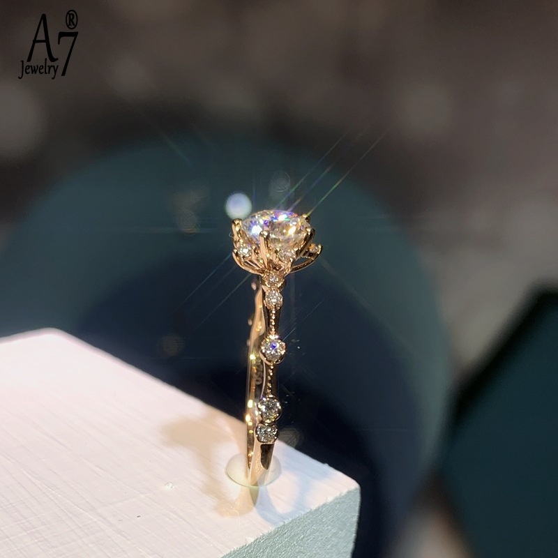 Nhẫn mở mạ bạc 925 1 Karat Moissanite
