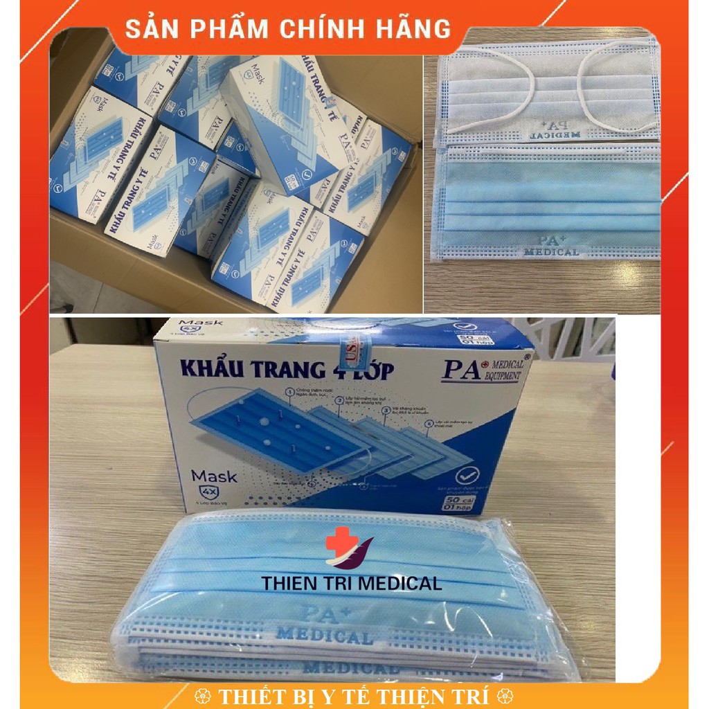 Khẩu trang y tế 4 lớp kháng khuẩn chính hãng - Có lớp lọc vi khuẩn