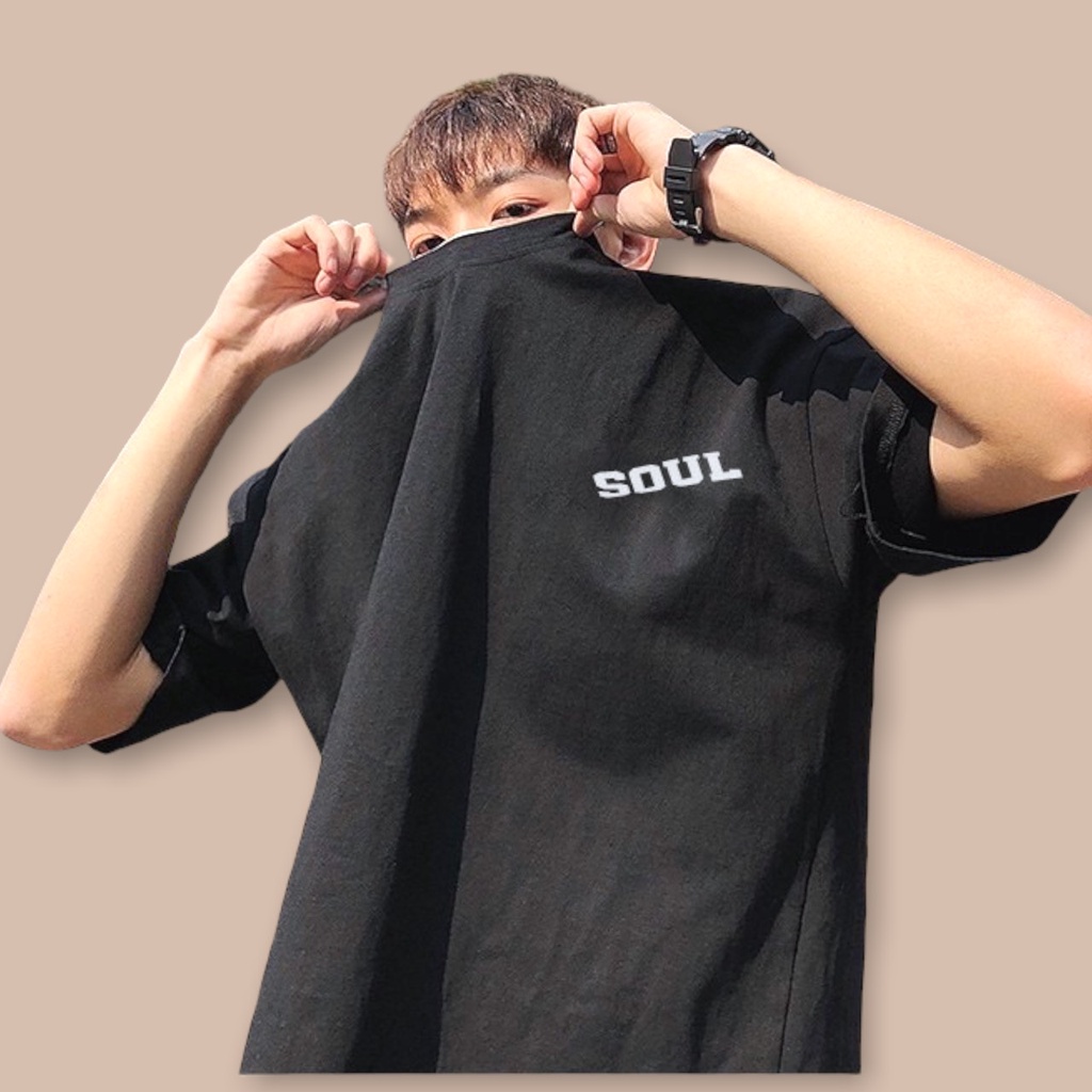 Áo thun nam nữ - Áo phông unisex nam nữ form rộng tay lỡ chữ SOUL đẹp vải dày mịn