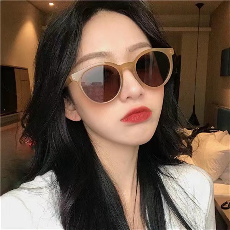 Kính Mát Tròn Màu Nâu Thời Trang Hàn Quốc Chống Tia UV400 Cho Nữ