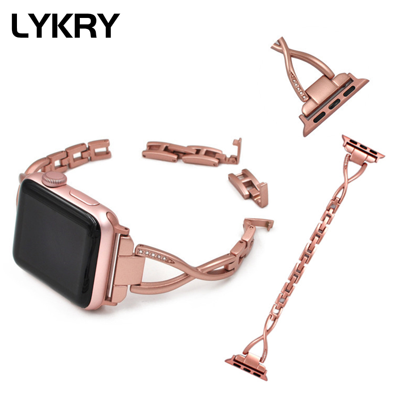 Dây Đeo Đồng Hồ Lykry Bằng Kim Loại Có Thể Điều Chỉnh Kiểu Nữ Tính Cho Apple Watch 38mm 42mm 40mm 44mm