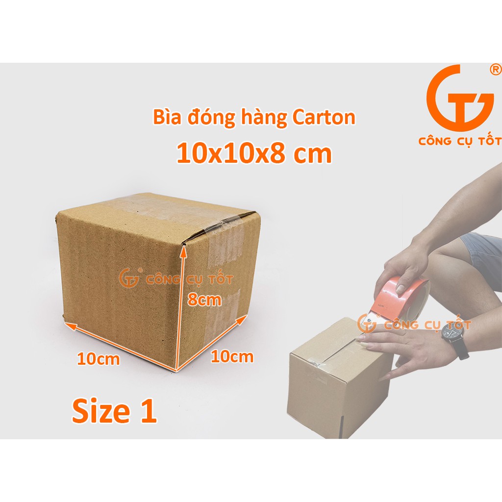 Combo 20 hộp bìa carton đóng hàng, bìa trơn, dày cứng cáp 10x10x8cm