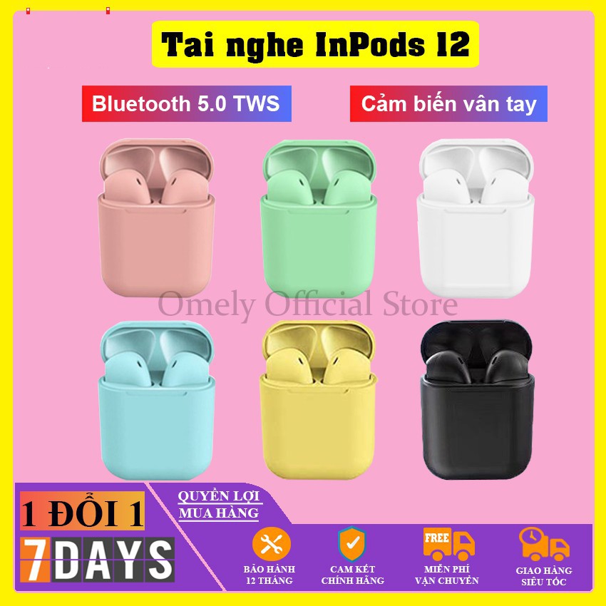 Tai Nghe Bluetooth blutooth Không dây i12 Inpods 12 giống Airpods dùng cho iphone, android có mic chống ồn giá rẻ