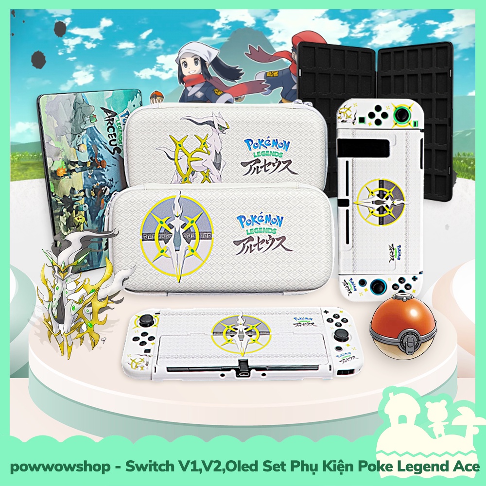 [Sẵn VN - Hỏa Tốc] Switch V1,V2,Oled Set Phụ Kiện Poke Legend Ace Case, Hộp Băng Game, Túi Đựng Máy Game Nintendo Switch