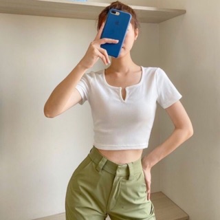 Áo croptop cổ V ảnh thật + video