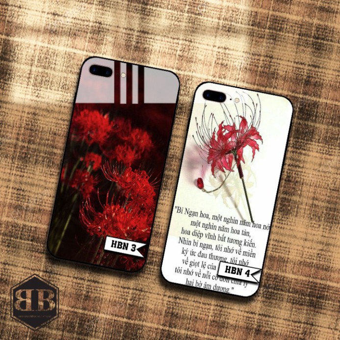 Ốp lưng kính cường lực iphone 7 plus / iphone 8 plus hình hoa bỉ ngạn