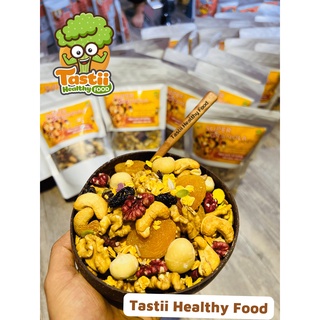 Ngũ cốc granola yến mạch sấy vị mật ong Tastii mix 16 loại hạt và trái cây nhập khẩu chất lượng loại 1 ăn kiêng giảm cân