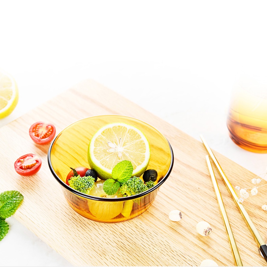 Chén thủy tinh cường lực cao cấp D2006D - Lys Vàng Amber 10,5 cm