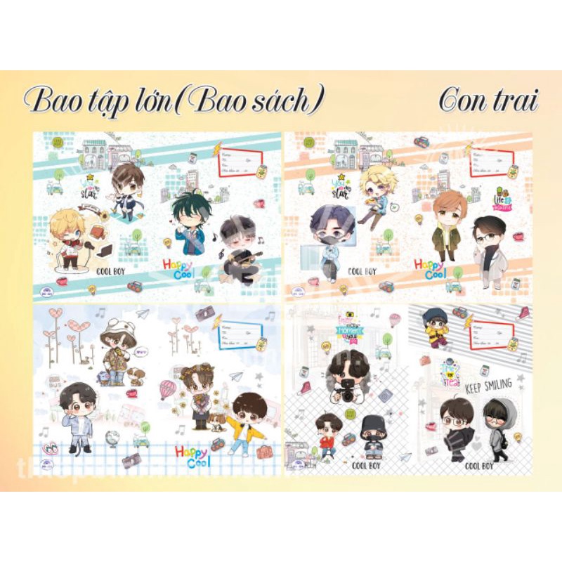 XẤP 20 GIẤY BAO VỞ LOẠI LỚN, BAO SÁCH CHIBI BTS, CBIZ