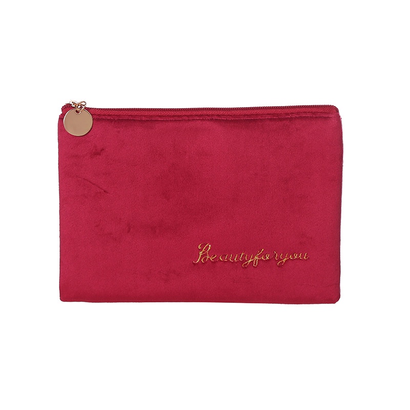 Túi Đựng Mỹ Phẩm/Son Môi/Mỹ Phẩm Có Khóa Kéo Thêu Chữ Xinh Xắn