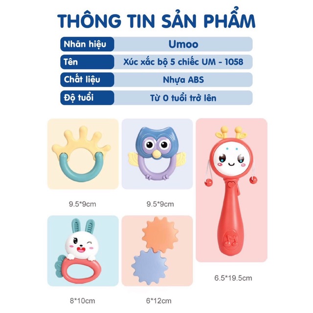 Set xúc xắc 5 món UMOO chính hãng an toàn cho bé