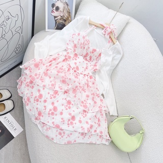 ĐẦM HOA HỒNG + CARDIGAN