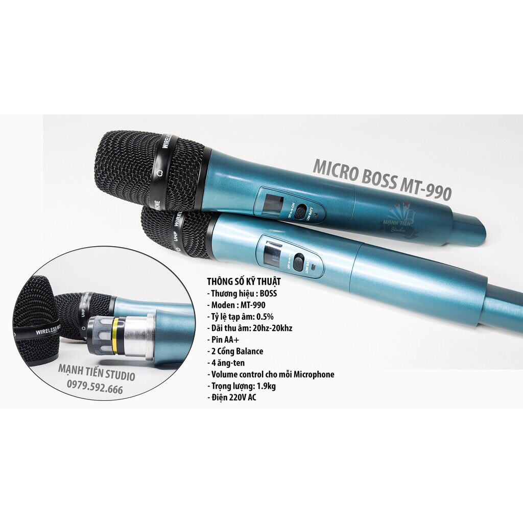 [GIÁ SỐC] Micro không dây MT990 -UHF 4 Anten chống rè, hát karaoke gia đình - bộ lọc âm thế hệ mới - âm thanh trong trẻo