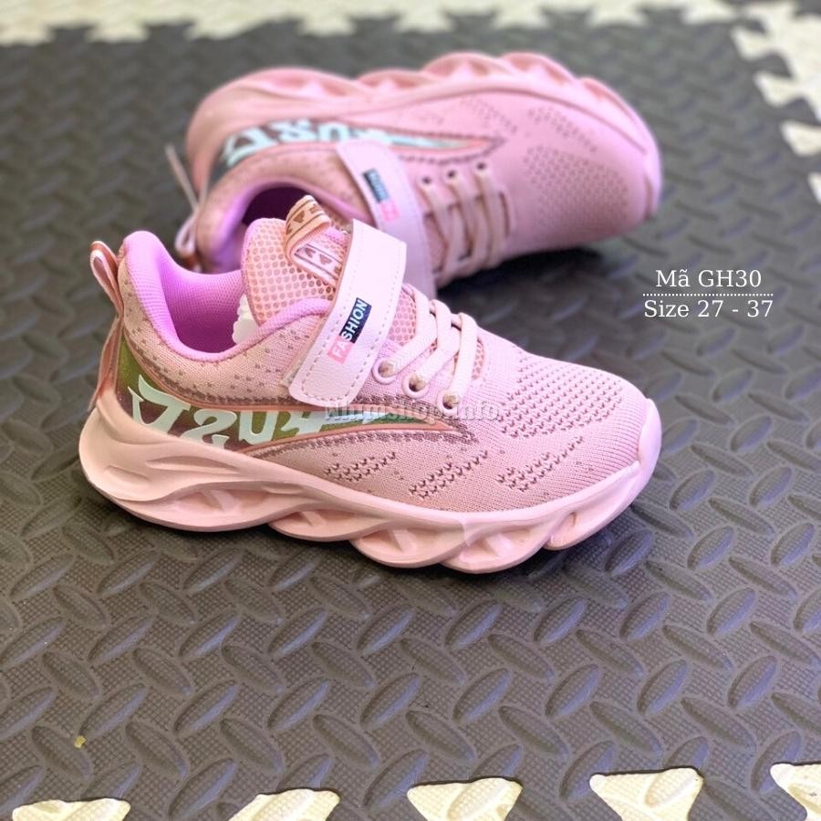 Giày thể thao bé gái 3 - 12 tuổi màu hồng đẹp thời trang đi học chạy bộ siêu nhẹ êm chân phong cách Hàn Quốc GH30