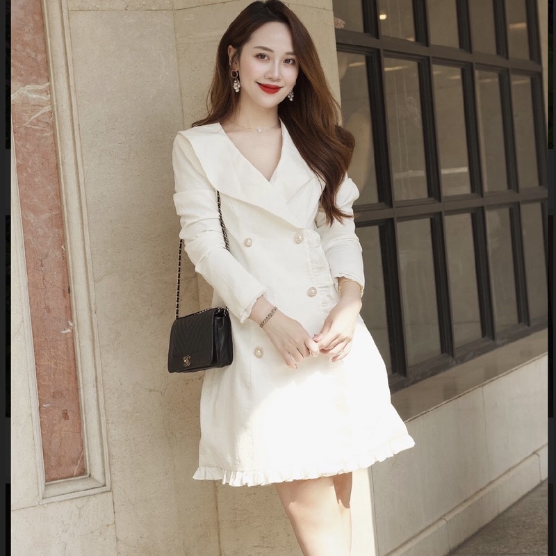 Váy blazer linen thun co giãn Yennhien.studios