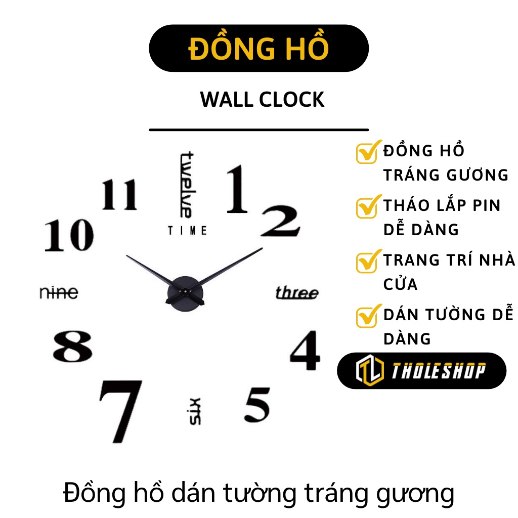 Đồng Hồ Dán Tường - Đồng Hồ Trang Trí Tráng Gương 3D Xen Chữ (Loại Lớn), Độc Đáo 8805