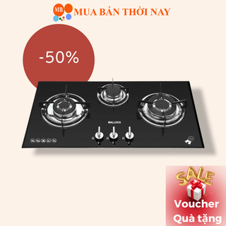 Bếp gas âm Malloca AS 930, bếp ga âm 3 bếp nấu, bếp gas mặt kính cường lực