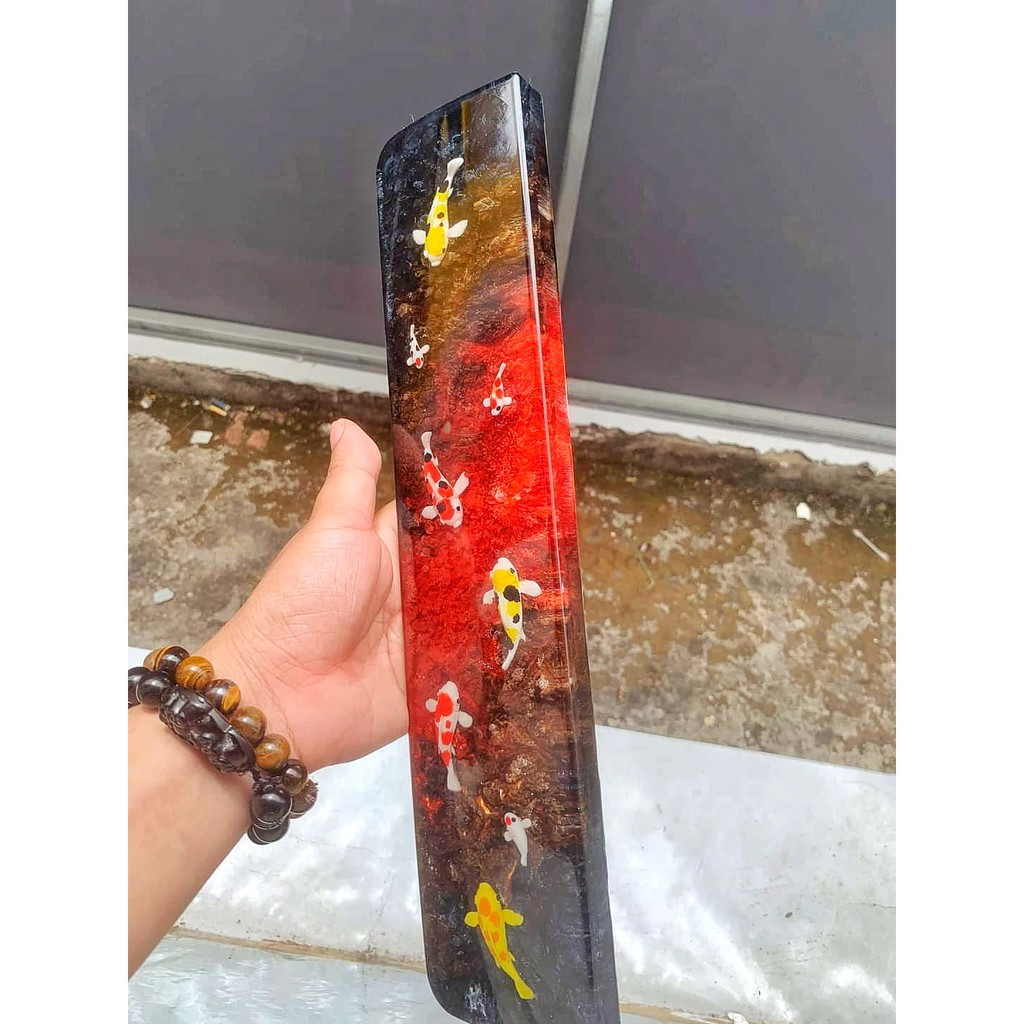 Kê tay bàn phím resin hàng handmade cá koi thạch anh đỏ