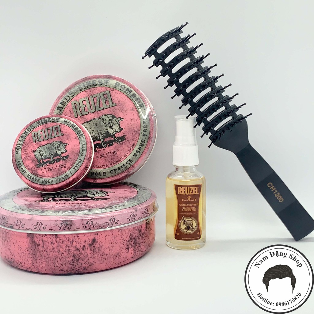 [Mã 66FMCGSALE hoàn 8% xu đơn 500K] Pomade vuốt tóc Reuzel Pink + Tặng Reuzel Grooming Tonic 20ml + Tặng Lược Chaoba