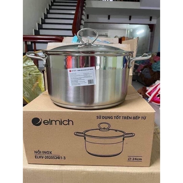 Nồi Elmich 3 đays từ 24 cm, dày, inox sáng bóng