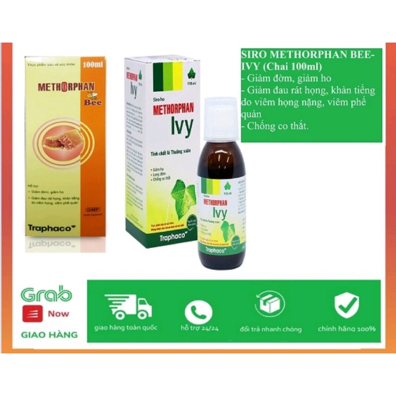 Methorphan bee  TRAPHACO siro chai 100ml giúp giảm ho. giảm đờm. giảm khản tiếng