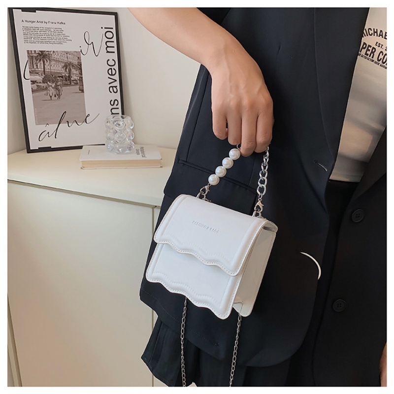 Túi Đeo Chéo Dáng Vuông Nhỏ Màu Trơn Đính Hạt Giả Ngọc Trai Phong Cách Mới 2022 NB00170