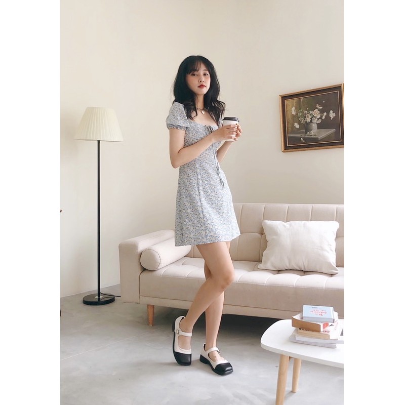 [Mã SKAMFA06 giảm 10% tối đa 50K đơn 0Đ] Naked By V - Váy mini hoa nhí Jasmine Dress (Blue) | BigBuy360 - bigbuy360.vn