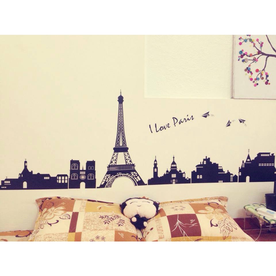 ⚡️𝐅𝐑𝐄𝐄 𝐒𝐇𝐈𝐏⚡️ Decal dán tường THÀNH PHỐ PARIS CỔ ĐIỂN chống thấm nước, decal hít công nghệ cao
