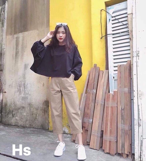 [Mã FASHIONT4WA2 giảm 10K đơn 50K] áo croptop dài tay chất da cá | BigBuy360 - bigbuy360.vn