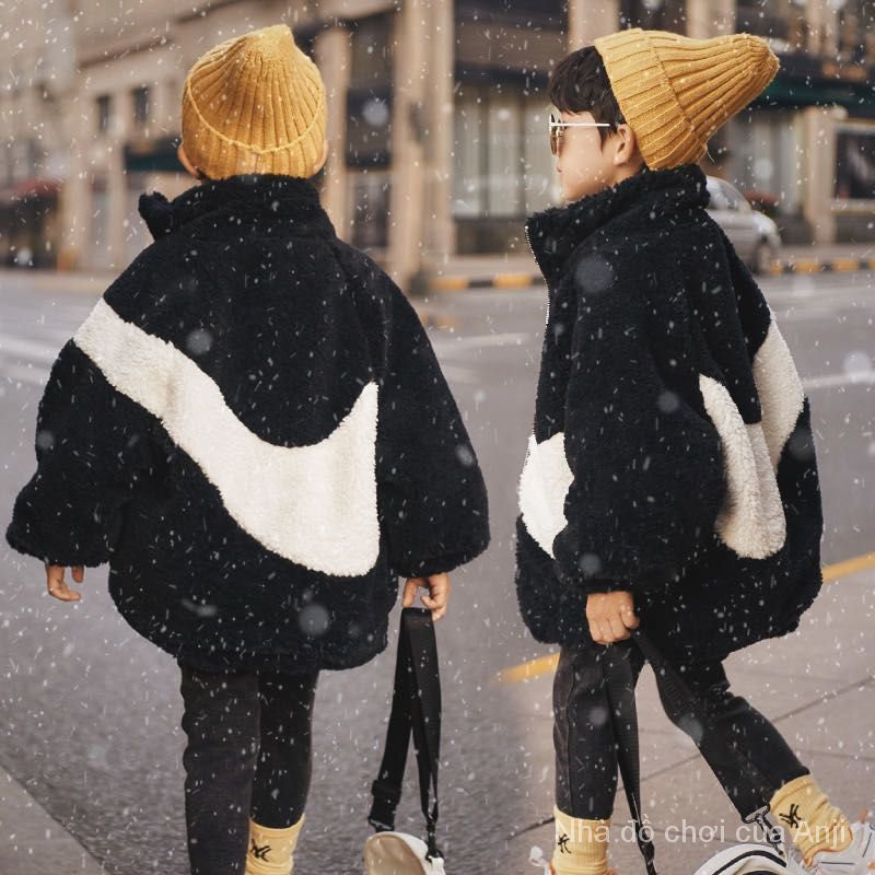 Boys felt jacket, winter sheepskin warm jacket