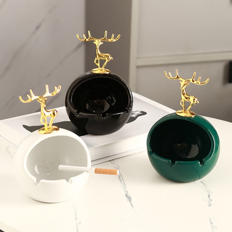 Hộp đựng chìa khóa/gạt tàn thuốc để bàn bằng gốm trang trí hình hươu hiện đại dùng trong nhà riêng/văn phòng