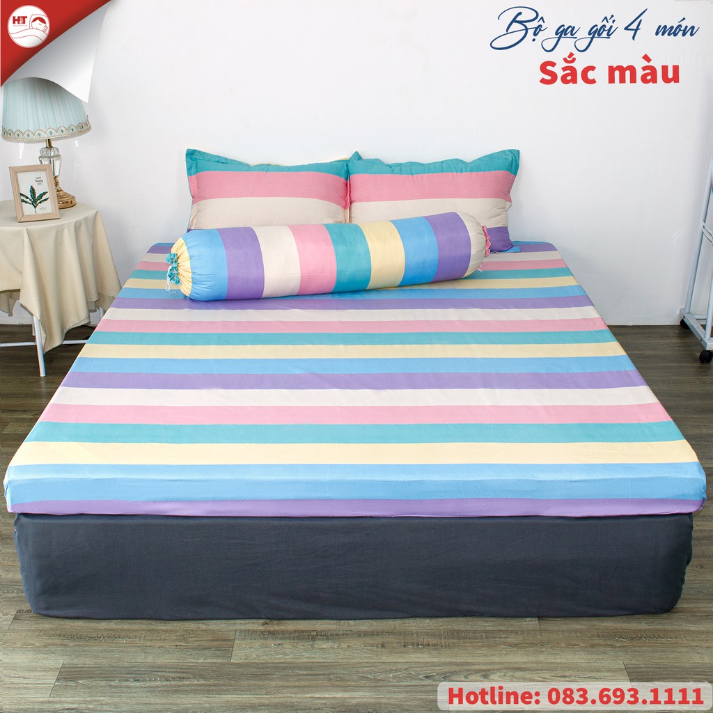 Bộ Ga Gối 4 Món Cotton Polly In Hình 3D, bộ chăn ga 4 món ,chăn ga giá rẻ drap bo chun in họa tiết H&T Chăn Ga Gối | BigBuy360 - bigbuy360.vn