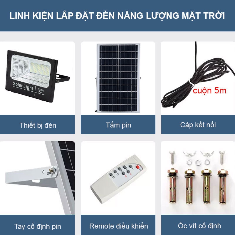 Đèn Năng Lượng Mặt Trời 200W Haledco, Đèn Pha Năng Lượng Chống Nước Bảo Hành 12 Tháng