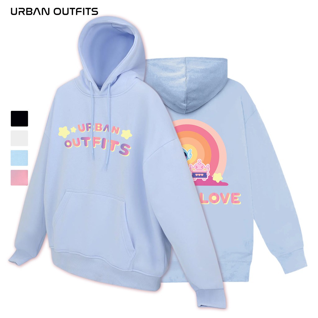 Áo Hoodie Nữ Nam Form Rộng URBAN OUTFITS In Bots In Love HOO06 Chui Đầu Thun Cotton Nỉ Local Brand