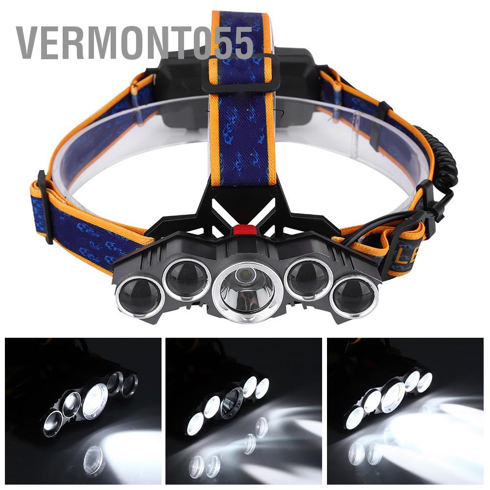 Có thể bán buôn 20000lm Ngoài trời Chống thấm nước Năm đèn LED Đèn pha USB Sạc Cắm trại Chạy câu cá Vermont055 Hàng giao ngay