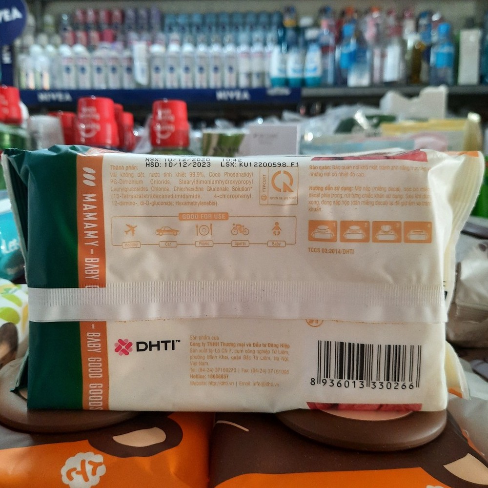 Khăn Giấy Ướt Không Mùi Kháng Khuẩn An Toàn Cho Bé Mamamy 80 tờ, 120 tờ- Xanh