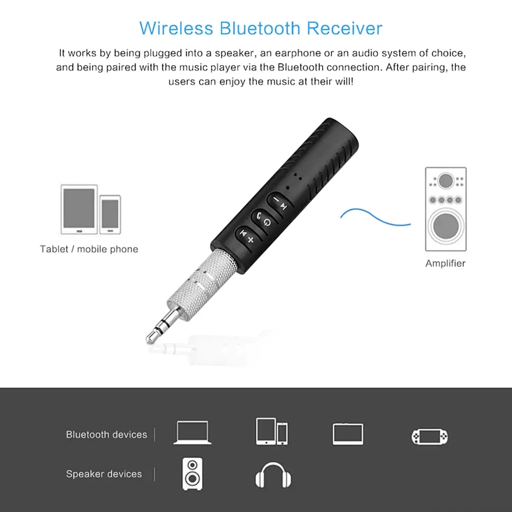 Thiết Bị Nhận Tín Hiệu Bluetooth 5.0 Không Dây Jack Cắm 3.5mm Cho Loa Mp3 Pc