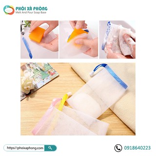 Set 10 Túi Lưới Tạo Bọt Nylong Dây Có Hột Nhựa Loại A