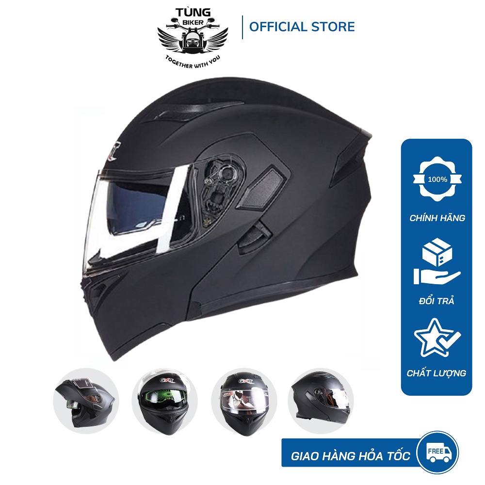 Mũ Bảo Hiểm Full face Lật Hàm GXT 902 - Đen Nhám NEW