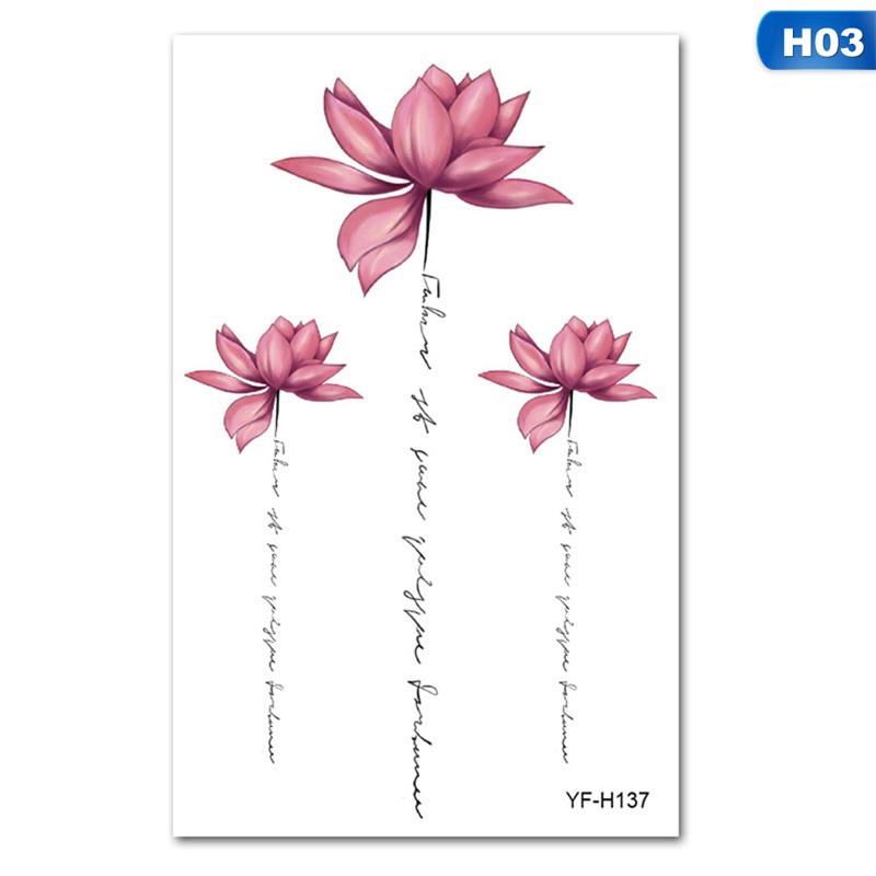 servise.vn Hình xăm dán cơ thể tạo hình bông sen 3D 12*19cm