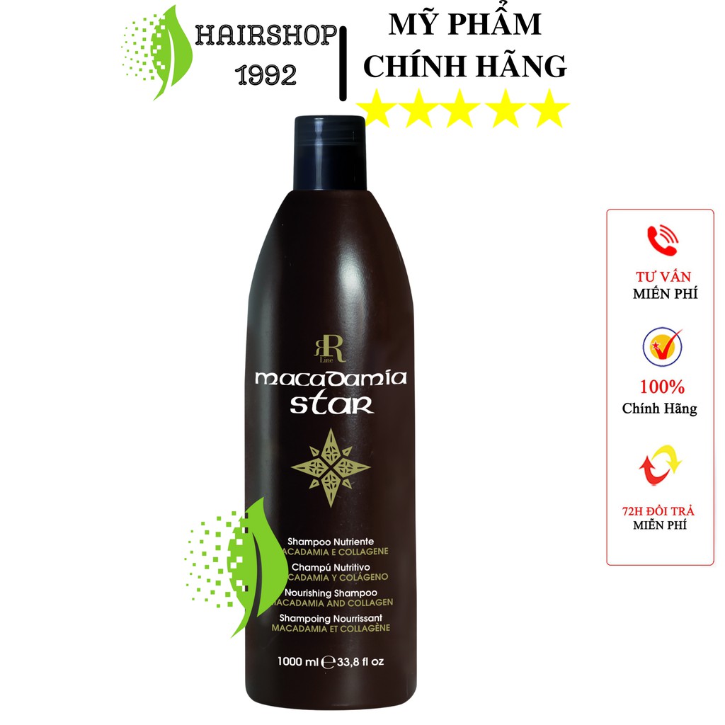 Dầu gội  Kiềm Dầu Phục Hồi Kích Thích Mọc Tóc Macadamia Star 1000ml Chiết Xuất Tinh Dầu Quả Maca