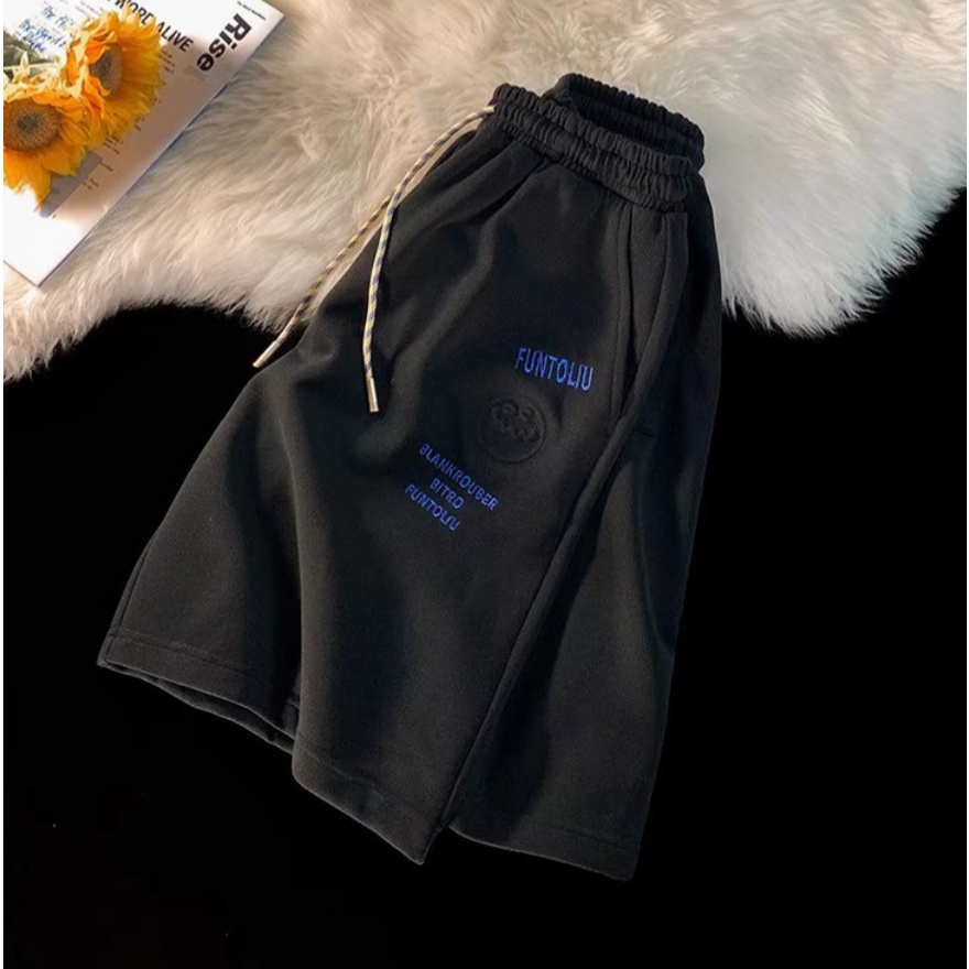 Quần Short Thể Thao Dây Rút In Chữ Plus Size Phong Cách Hàn Quốc Cho Nam