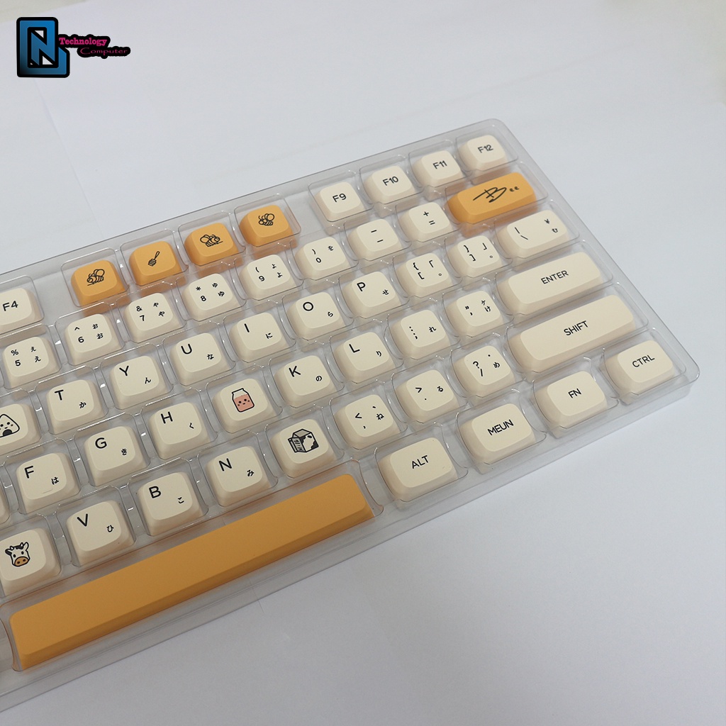 Keycap PBT Honey Bee Milk In DyeSub Chiều Cao XDA 9.5mm 132 Phím Phù Hợp Layout 61/64/68/67/75/84/98/104/108
