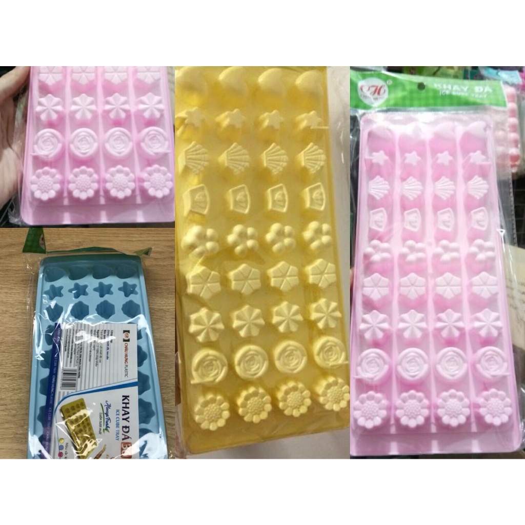 Combo 5 khay làm thạch rau câu 36 viên sao sò trái tim