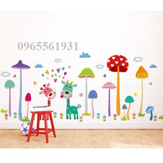 Decal dán tường, tranh chi tiết sẵn keo bóc dán khu vườn nấm dlx1455