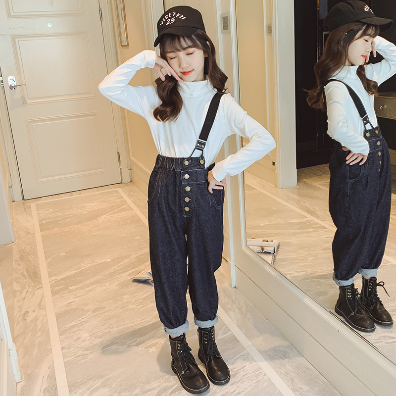 Quần Yếm Denim Mềm Mại Thời Trang 2020 Cho Bé Gái